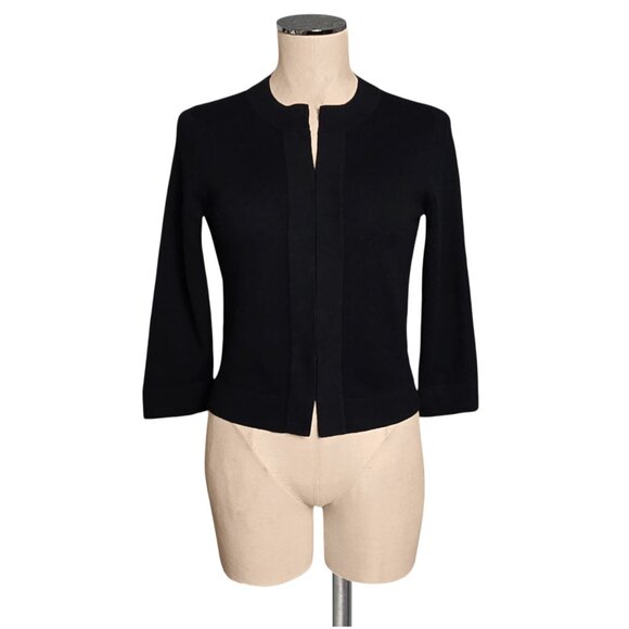 BANANA REPUBLIC Black Fishhook Closure Vintage Wool Blend Y2K Cardigan Sweater S - Picture 1 of 2